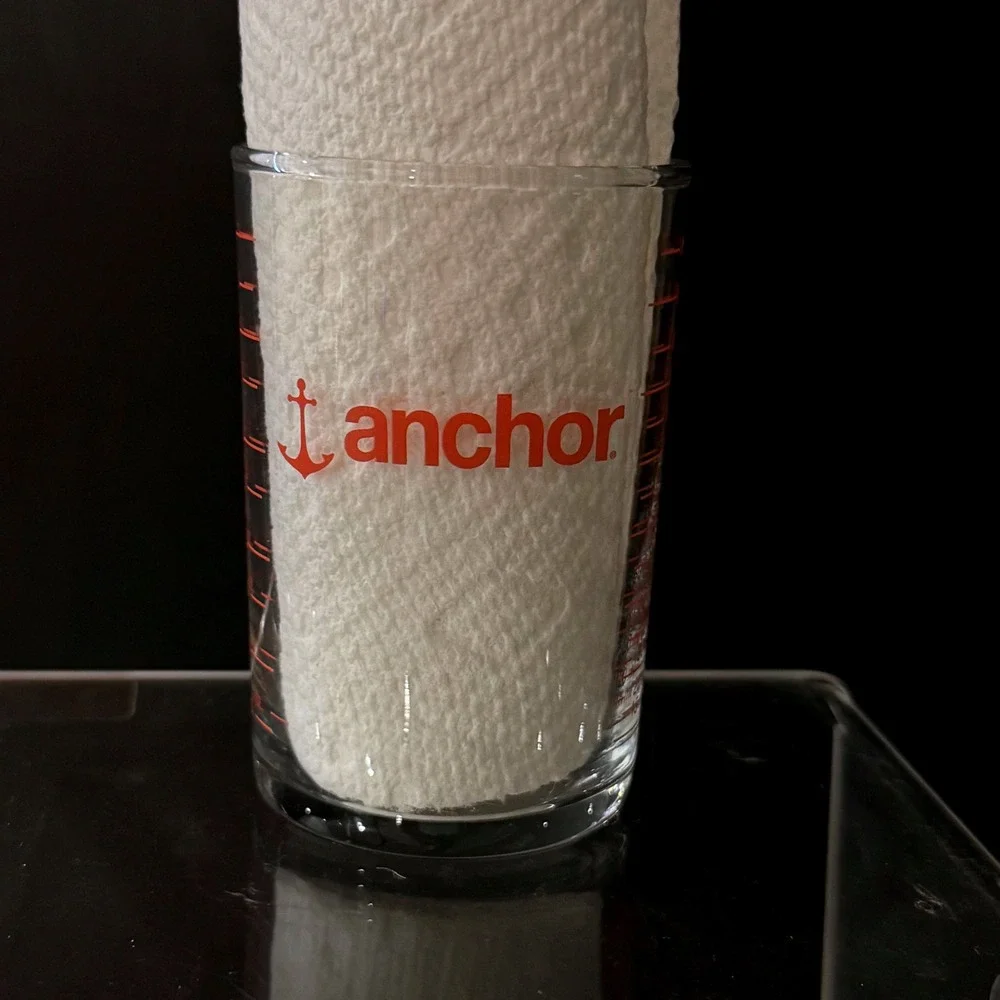 Anchor Hocking Graduated Measuring Cup Glass Red Lettering Set of 2